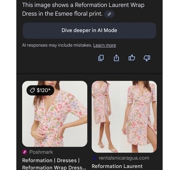 NWT S Reformation Laurent Wrap Mini Dress Esmee Floral Pink Blue Short Sleeve - Picture 5 of 5